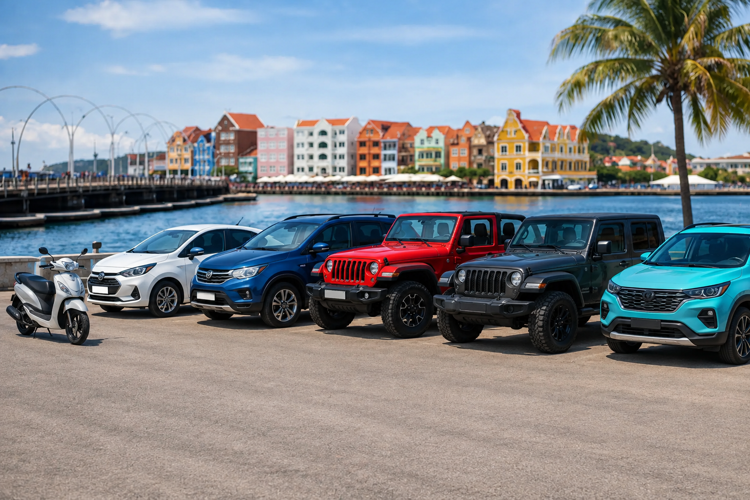 TropicDrive rental car lineup in Curaçao