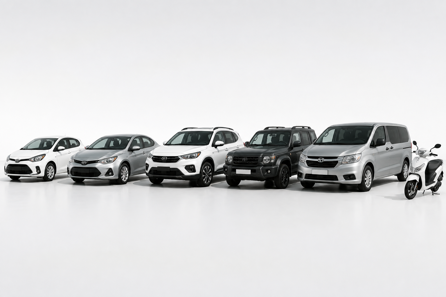 Economy cars, compact cars, SUVs, minivan and scooter available for rental in Curaçao